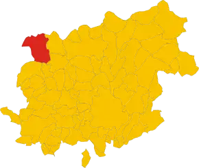 Poziția comunei în cadrul provinciei