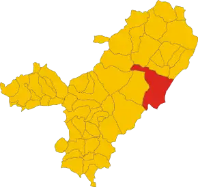 Poziția comunei în cadrul provinciei