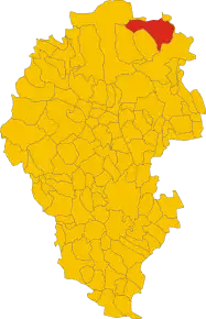 Poziția comunei în cadrul provinciei