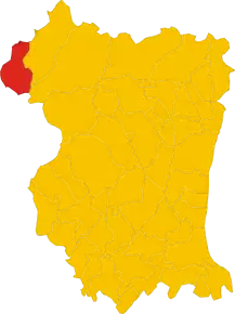 Poziția comunei în cadrul provinciei