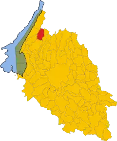 Poziția comunei în cadrul provinciei