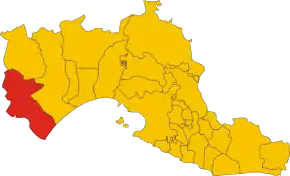 Poziția comunei în cadrul provinciei