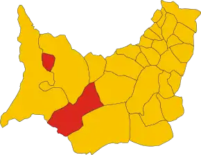 Poziția comunei în cadrul provinciei