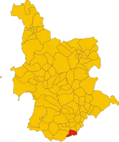 Poziția comunei în cadrul provinciei