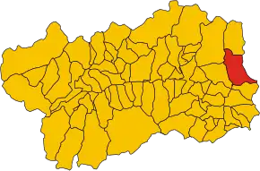 Poziția comunei în cadrul provinciei