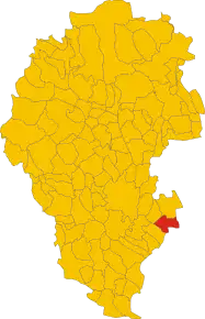 Poziția comunei în cadrul provinciei