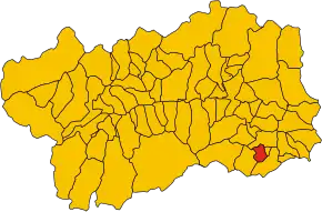 Poziția comunei în cadrul provinciei