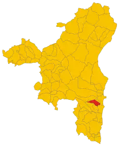 Poziția comunei în cadrul provinciei