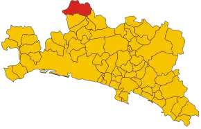 Poziția comunei în cadrul provinciei