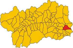 Poziția comunei în cadrul provinciei