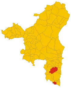 Poziția comunei în cadrul provinciei