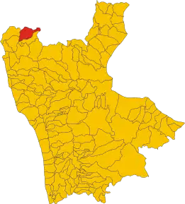 Poziția comunei în cadrul provinciei