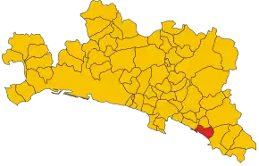 Poziția comunei în cadrul provinciei