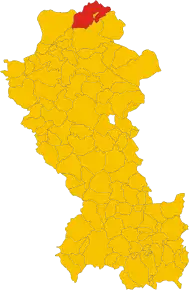 Poziția comunei în cadrul provinciei