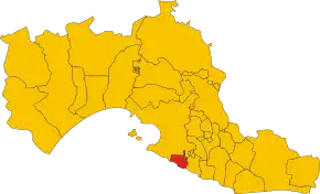 Poziția comunei în cadrul provinciei