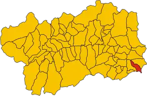 Poziția comunei în cadrul provinciei