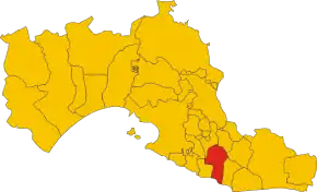 Poziția comunei în cadrul provinciei