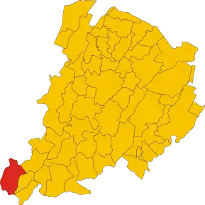 Poziția localității Lizzano in Belvedere