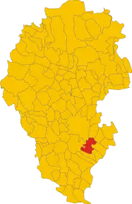 Poziția comunei în cadrul provinciei