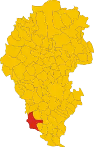 Poziția comunei în cadrul provinciei