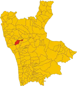 Poziția comunei în cadrul provinciei