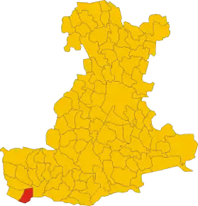 Poziția comunei în cadrul provinciei