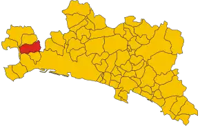 Poziția comunei în cadrul provinciei