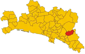 Poziția comunei în cadrul provinciei