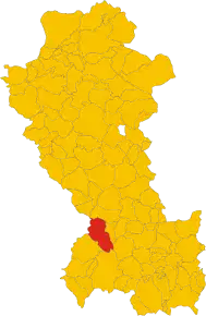 Poziția comunei în cadrul provinciei