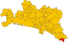 Poziția comunei în cadrul provinciei