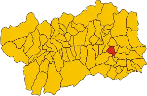 Poziția comunei în cadrul provinciei