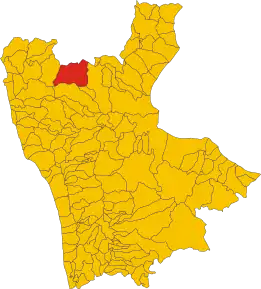 Poziția comunei în cadrul provinciei