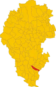 Poziția comunei în cadrul provinciei