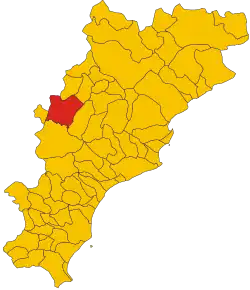 Poziția comunei în cadrul provinciei