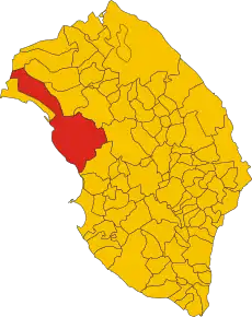 Poziția comunei în cadrul provinciei