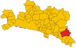 Poziția comunei în cadrul provinciei