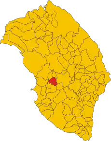 Poziția comunei în cadrul provinciei