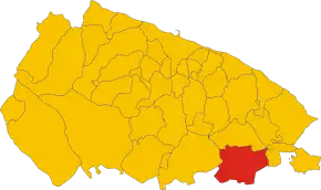 Poziția comunei în cadrul provinciei