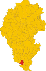 Poziția comunei în cadrul provinciei