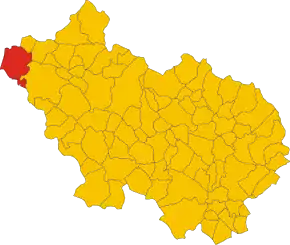 Poziția comunei în cadrul provinciei