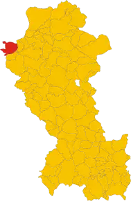 Poziția comunei în cadrul provinciei