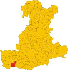 Poziția comunei în cadrul provinciei