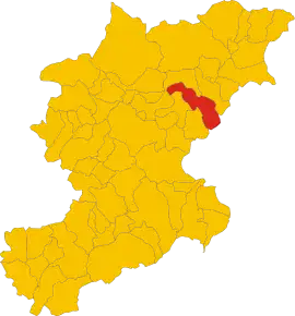 Poziția comunei în cadrul provinciei