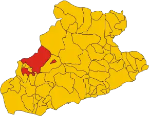 Poziția comunei în cadrul provinciei