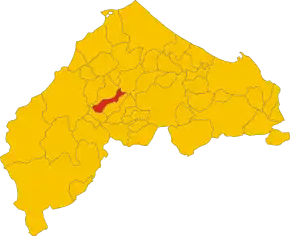 Poziția comunei în cadrul provinciei