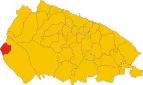 Poziția comunei în cadrul provinciei