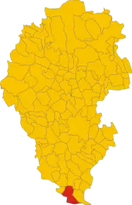 Poziția comunei în cadrul provinciei