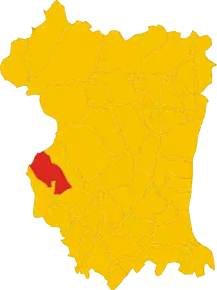 Poziția comunei în cadrul provinciei