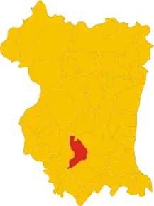 Poziția comunei în cadrul provinciei