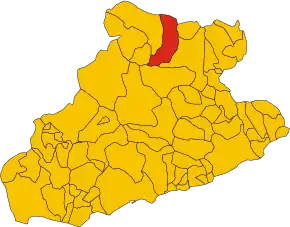 Poziția comunei în cadrul provinciei